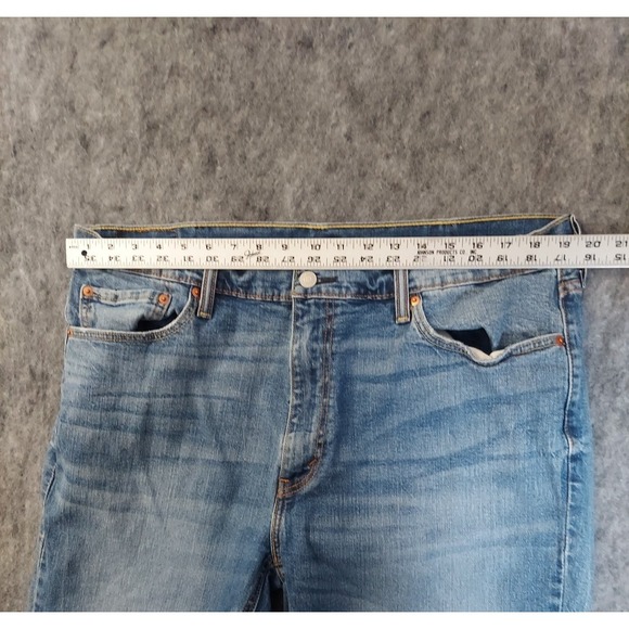 Levis 541 Jeans Mens 39x32 Blue Ahtletic Taper Medium Wash Fade Whiskered Grunge - Picture 6 of 13